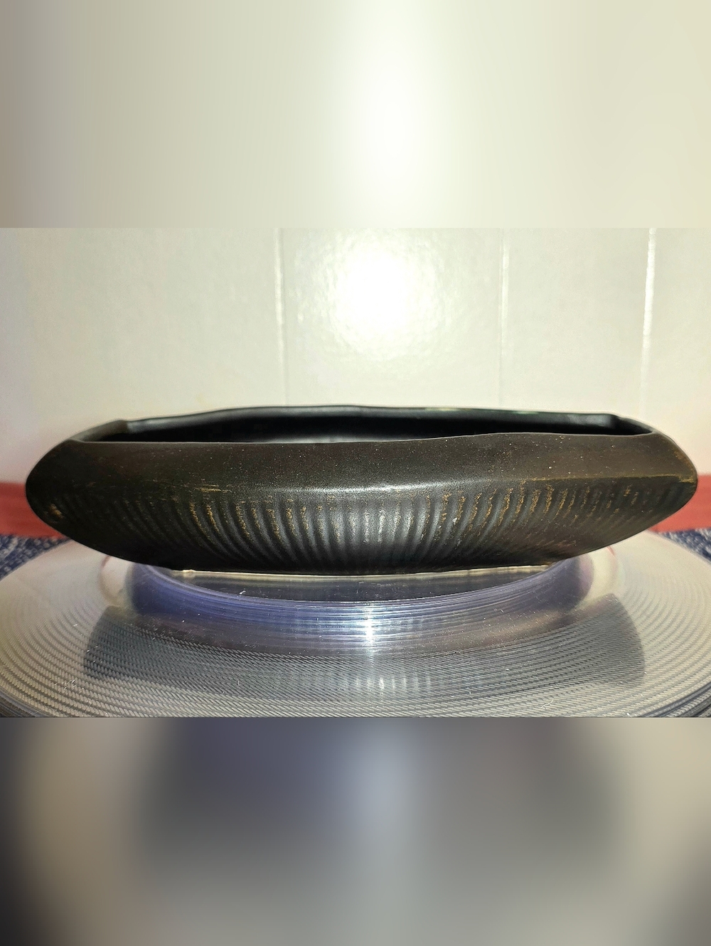 McCoy Pottery Classic Line Matte Black Low Bowl Centerpiece #3017